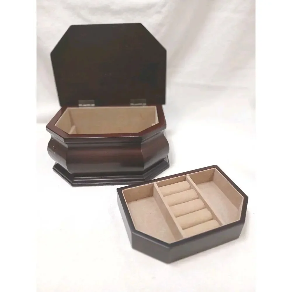 Rare The Bombay Company Octaganal Wood Jewelry Box Removeable Tray Nostalgia VNT
